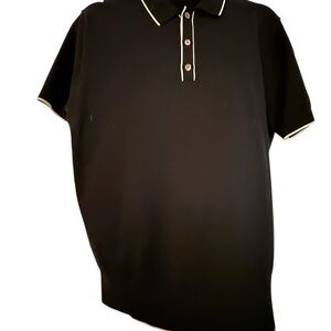 Black and White Polo Shirt with Contrast Collar